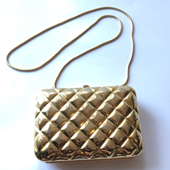 Gold Metal Shoulder Bag Clutch - Picture 12 of 12